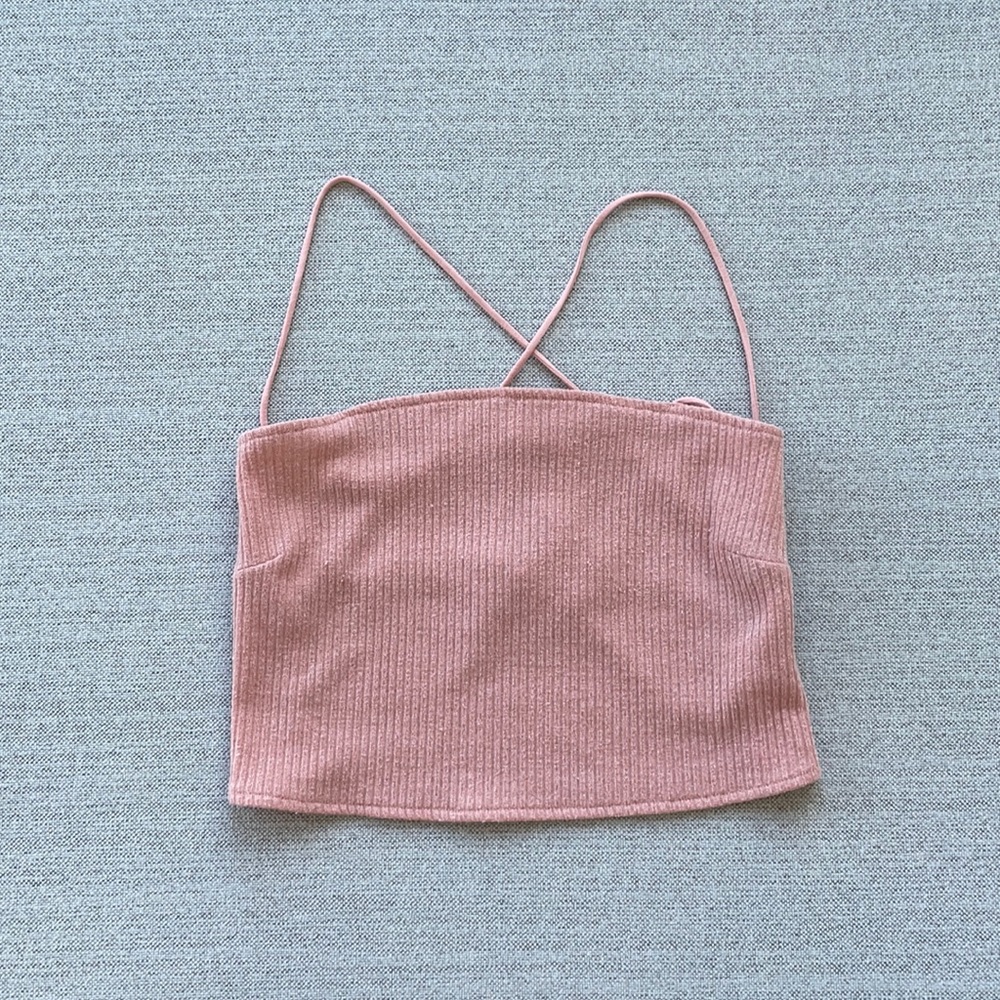 motel rockks cute pink backless crop top